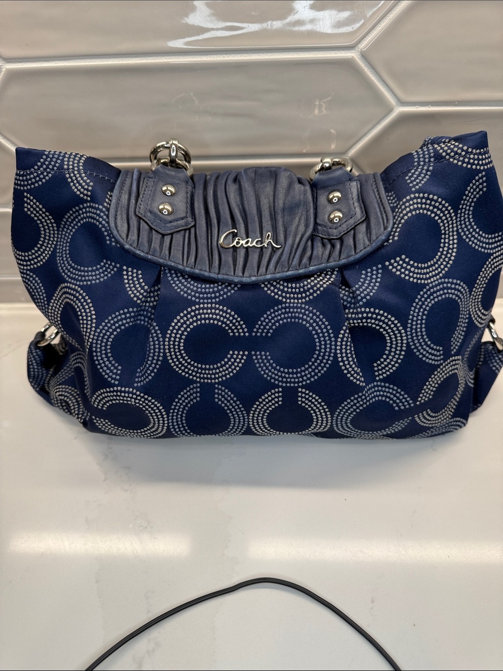 Coach Ashley Dotted Op Art Signature Satchel - Picture 13 of 14